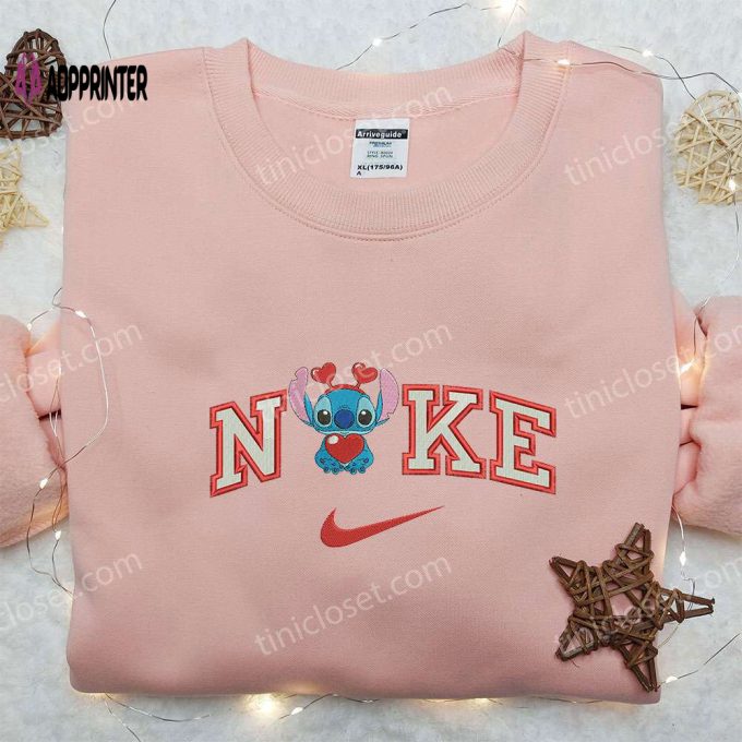 Stitch Heart x Nike Embroidered Sweatshirt: Best Valentine’s Gift Ideas Nike Inspired Shirt