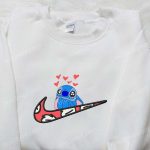 Stitch Hearts x Swoosh Embroidered Sweatshirt: Disney Characters Hoodie Best Valentine’s Gift Ideas