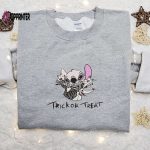 Spooky Style: Stitch Jack Skellington Embroidered Sweatshirt Disney Halloween Hoodie & Shirt