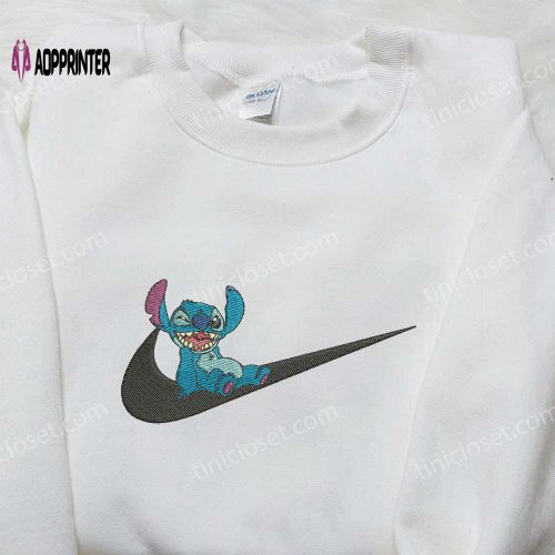 Stitch x Nike Embroidered Sweatshirt Lilo and Stitch Cartoon Shirt Nike Inspired Embroidery