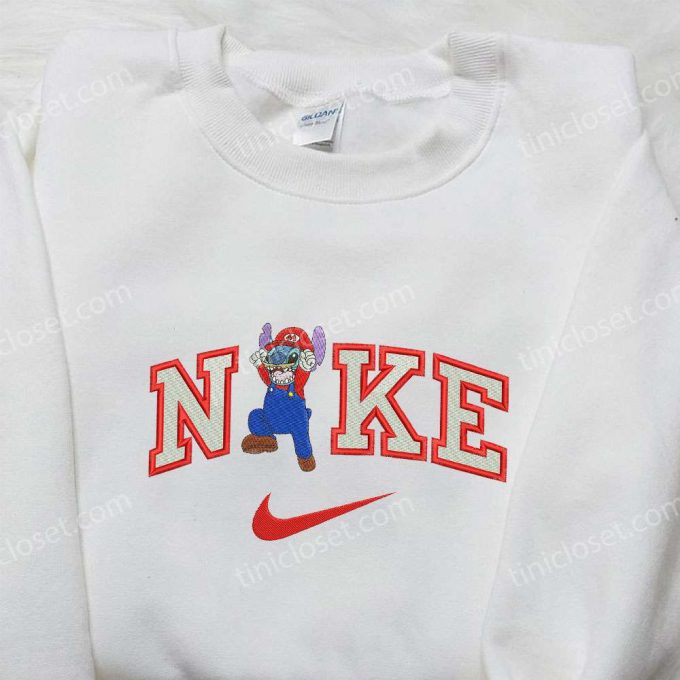 Stitch Mario x Nike Embroidered Sweatshirt: Best Birthday Gift Idea Nike Inspired Shirt