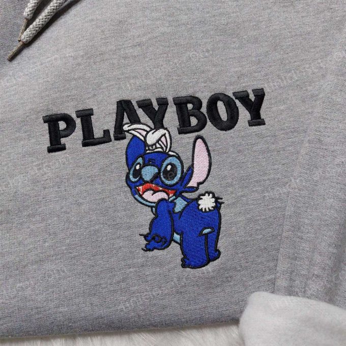 Stitch Playboy & Disney Embroidered Shirt Sweatshirt Hoodie: Cute & Trendy Embroidered Apparel