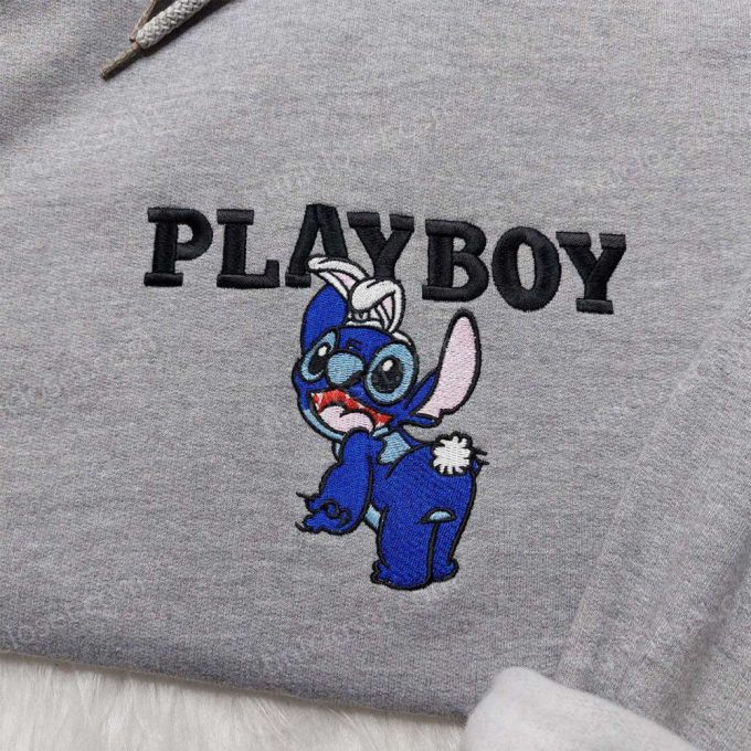 Stitch Playboy & Disney Embroidered Shirt Sweatshirt Hoodie: Cute & Trendy Embroidered Apparel