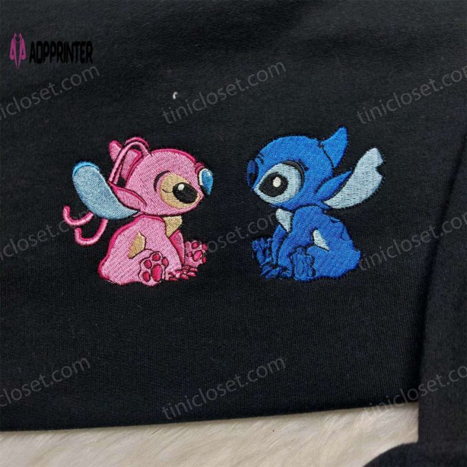 Angel Love Stitch Sweatshirt: Lilo & Stitch Embroidered Hoodie for Disney Valentine s Day