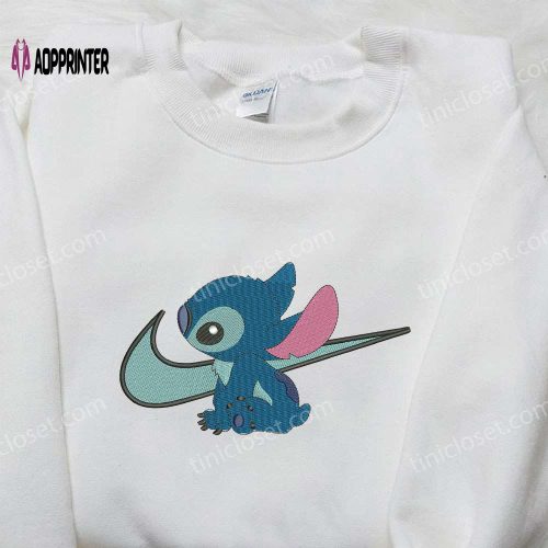 Stitch x Nike Embroidered Sweatshirt: Lilo and Stitch Cartoon Shirt Nike Inspired Design