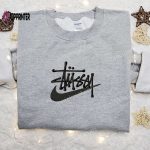 Stussy x Swoosh Embroidered Sweatshirt: Nike Inspired Hoodie Perfect Family Gift Idea