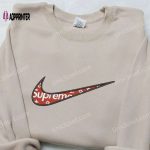 Supreme x Louis Vuitton x Nike Swoosh Sweatshirt: Stylish Embroidered Shirt Ideal Family Gift