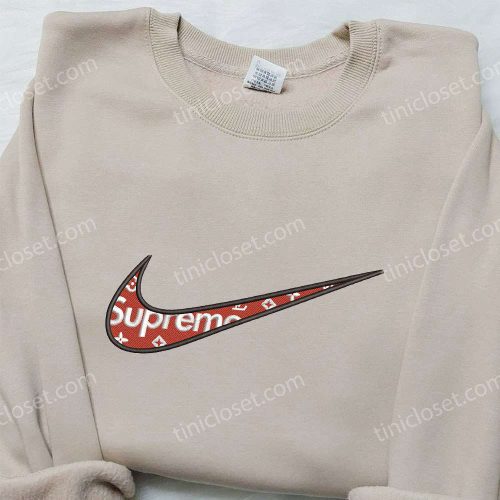 Supreme x Louis Vuitton x Nike Swoosh Sweatshirt: Stylish Embroidered Shirt Ideal Family Gift