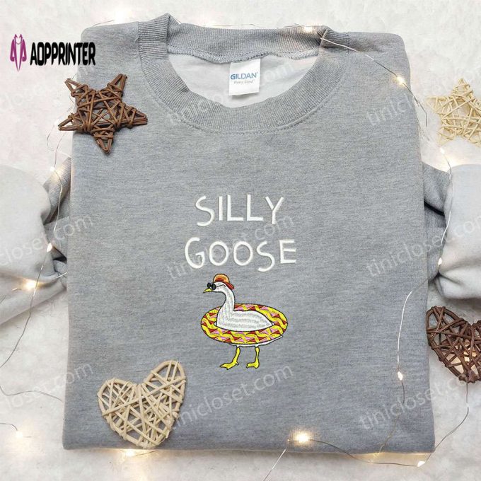 Quirky Animal Embroidered Shirt: Swim in Style with Silly Goose & Funny Designs!