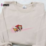 Swoosh x Blossom Cartoon Embroidered Sweatshirt Powerpuff Girls Shirt Nike Inspired T-shirt