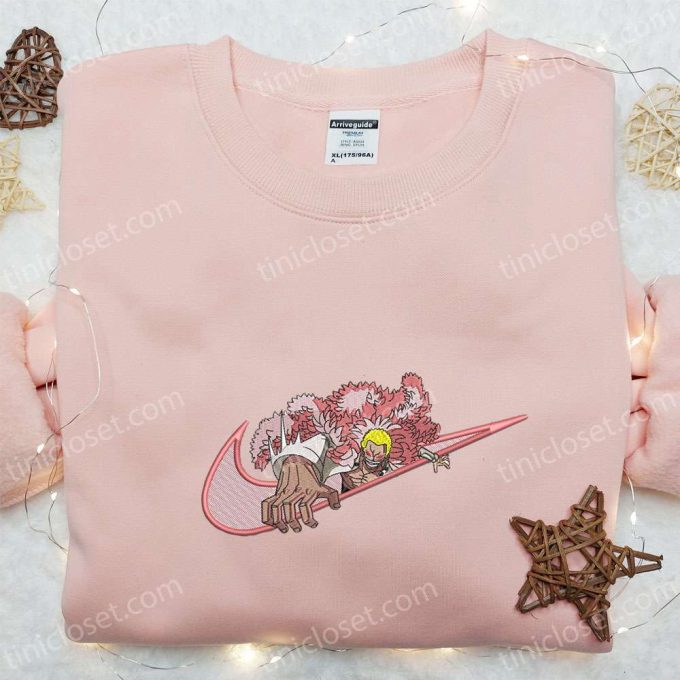 Swoosh x Donquixote Doflamingo Anime Embroidered Hoodie & Shirts: One Piece & Nike Inspired