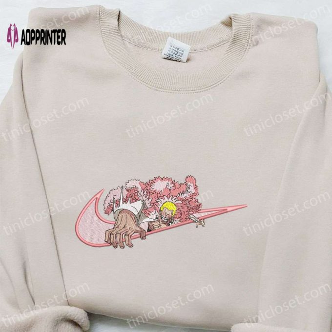 Swoosh x Donquixote Doflamingo Anime Embroidered Hoodie & Shirts: One Piece & Nike Inspired