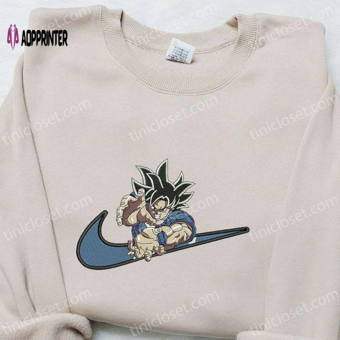 Swoosh x Goku Kameha Anime Hoodie: Dragon Ball Embroidered Shirt Cool Anime Clothing