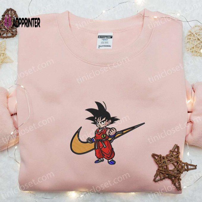 Swoosh x Goku Kid Anime Embroidered Hoodie: Best Family Gift with Custom Nike T-shirt