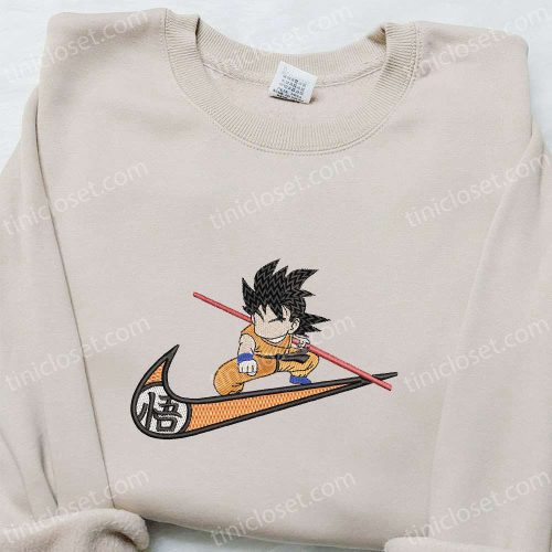 Swoosh x Goku Kid Embroidered Sweatshirt – Best Family Gift Hoodie Custom Nike T-shirt