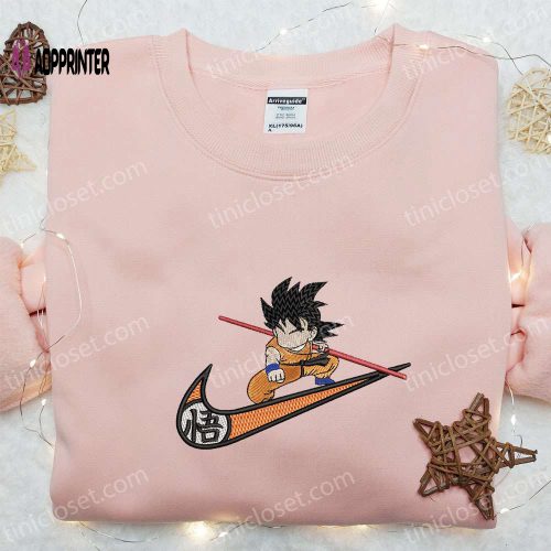 Swoosh x Goku Kid Embroidered Sweatshirt – Best Family Gift Hoodie Custom Nike T-shirt