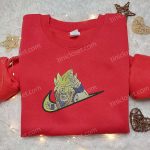 Swoosh x Goku Super Saiyan Anime Hoodie – Dragon Ball Embroidered Shirt for Cool Anime Clothing