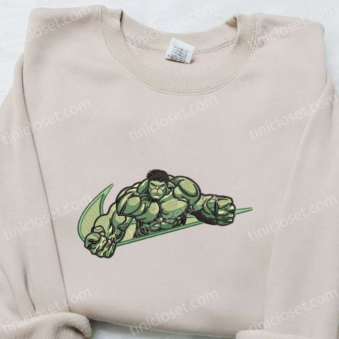 Swoosh x Hulk Movie Embroidered Sweatshirt: Nike Inspired Shirt Perfect Birthday Gift Idea