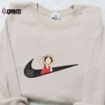 Swoosh x Monkey D Luffy Embroidered Sweatshirt – Cool Nike Inspired Anime Clothing