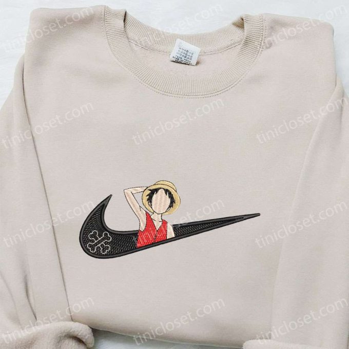 Swoosh x Monkey D Luffy Embroidered Sweatshirt – Cool Nike Inspired Anime Clothing