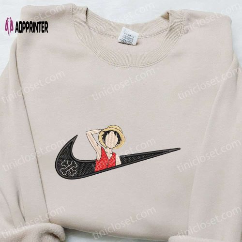 Swoosh x Monkey D Luffy Embroidered Sweatshirt – Cool Nike Inspired Anime Clothing