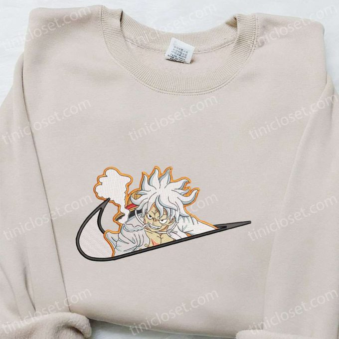 Swoosh x Monkey D Luffy Gear 5 Embroidered Sweatshirt: One Piece Shirt Perfect Family Gift