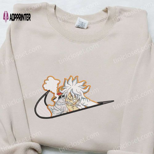 Swoosh x Goku Ultra Instinct Anime Hoodie: Dragon Ball Embroidered Shirt for Cool Anime Clothing