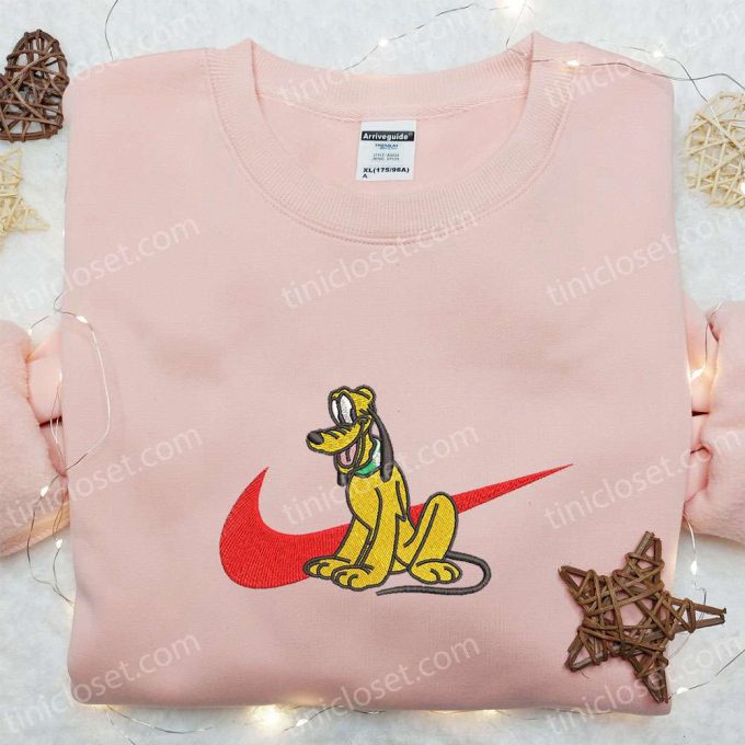 Disney Characters Embroidered Shirt: Swoosh x Pluto Nike-Inspired T-Shirt