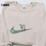 Swoosh x Roronoa Zoro Anime Sweatshirt: Best One Piece Embroidered Shirt Perfect Family Birthday Gift