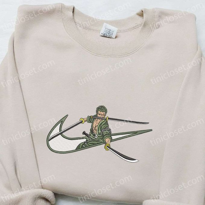 Swoosh x Roronoa Zoro Embroidered Sweatshirt: Nike Inspired Shirt Perfect Family Gift