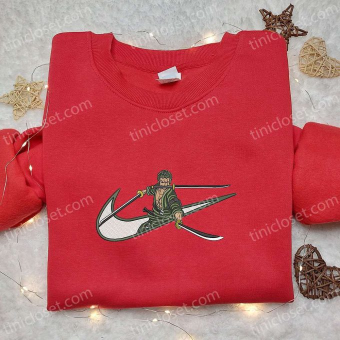 Swoosh x Roronoa Zoro Embroidered Sweatshirt: Nike Inspired Shirt Perfect Family Gift