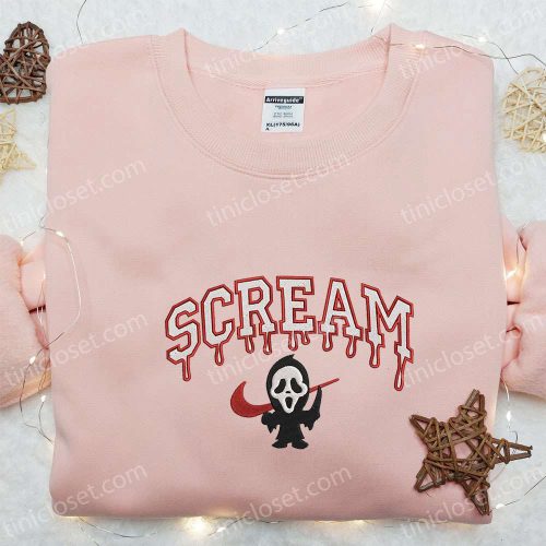 Swoosh x Scream Ghostface Embroidered Sweatshirt: Horror Movie Shirt Best Gift Ideas for All Occasions