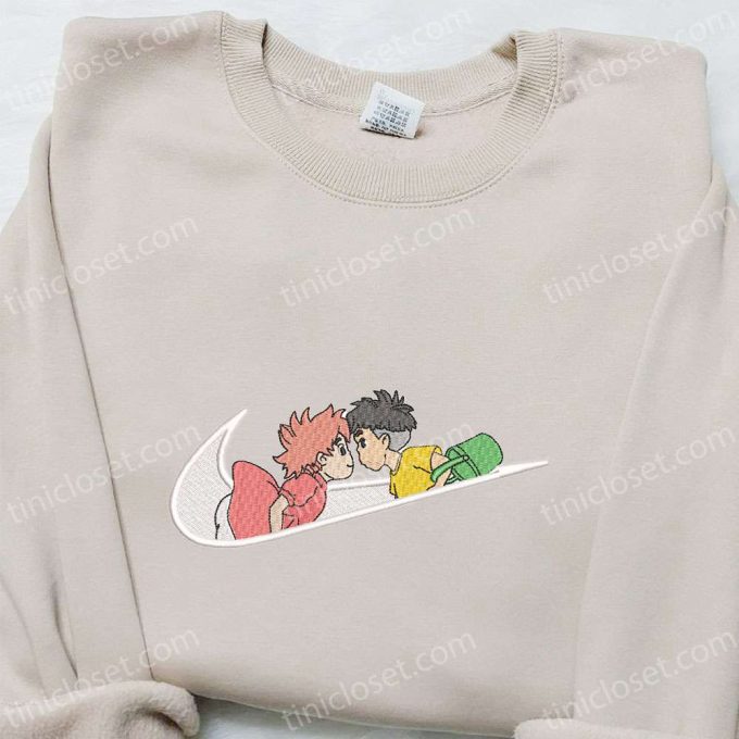 Swoosh x Sosuke & Ponyo Anime Hoodie: Best Family Gift Custom Nike T-shirt