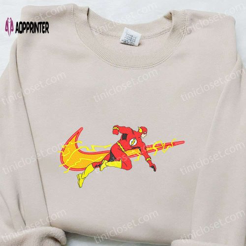 Swoosh x The Flash Movie Embroidered Hoodie & Marvel Cinematic Universe Shirt: Custom Embroidered Marvel Gear