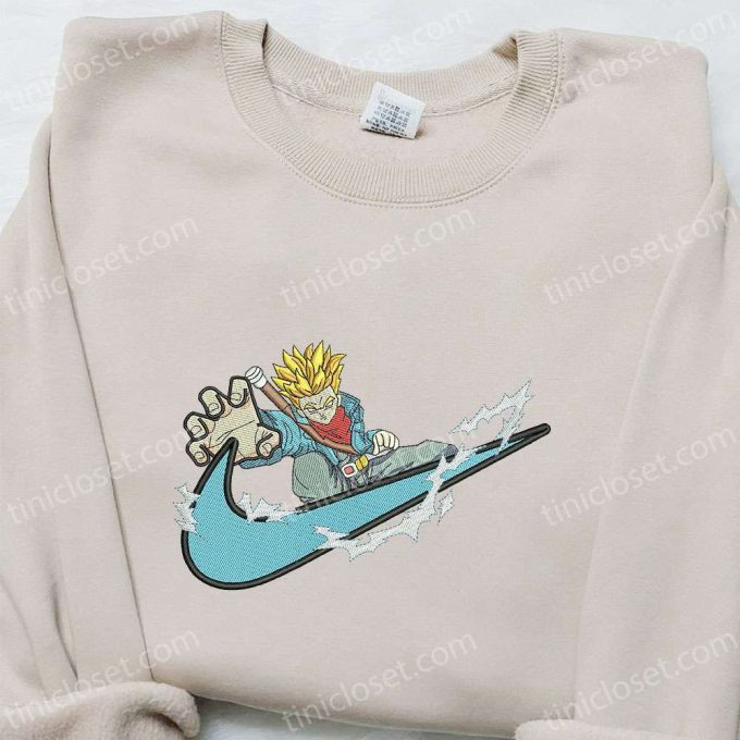 Swoosh x Trunks Anime Hoodie Dragon Ball & Nike Inspired Embroidered Shirt: Stylish Anime Inspired Apparel