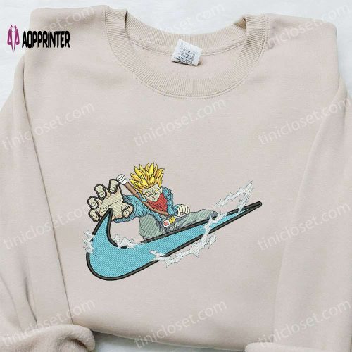 Swoosh x Trunks Anime Hoodie Dragon Ball & Nike Inspired Embroidered Shirt: Stylish Anime Inspired Apparel