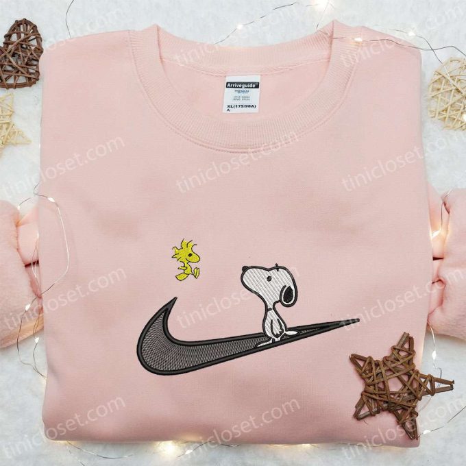 Swoosh x Woodstock & Snoopy Cartoon Embroidered Shirt Disney Hoodie & Custom Nike Tee