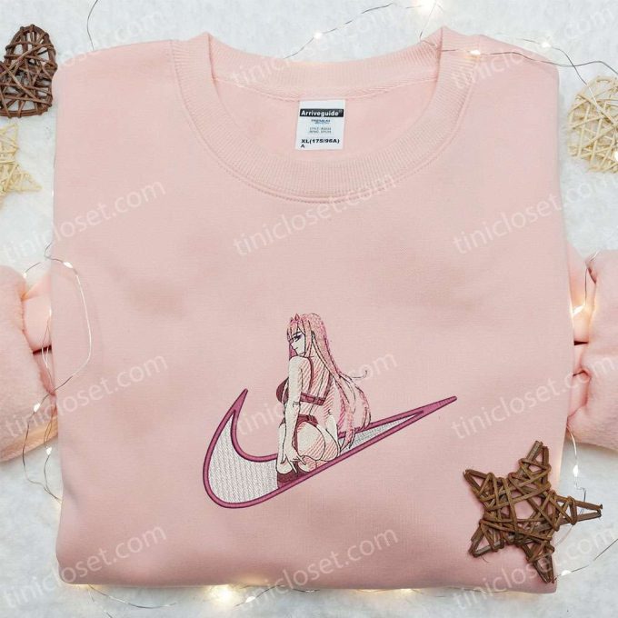 Swoosh x Zero Two Anime Sweatshirt: Nike Inspired Embroidered Shirt Custom T-Shirt