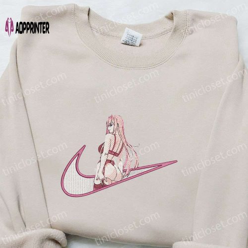 Swoosh x Zero Two Anime Sweatshirt: Nike Inspired Embroidered Shirt Custom T-Shirt