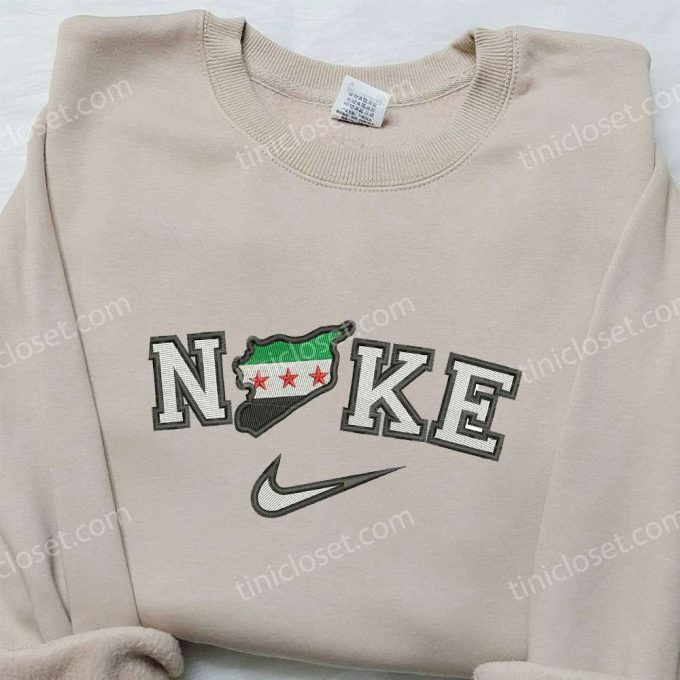 Syria Map x Nike: Embroidered Sweatshirt National Flag & Inspired Shirt