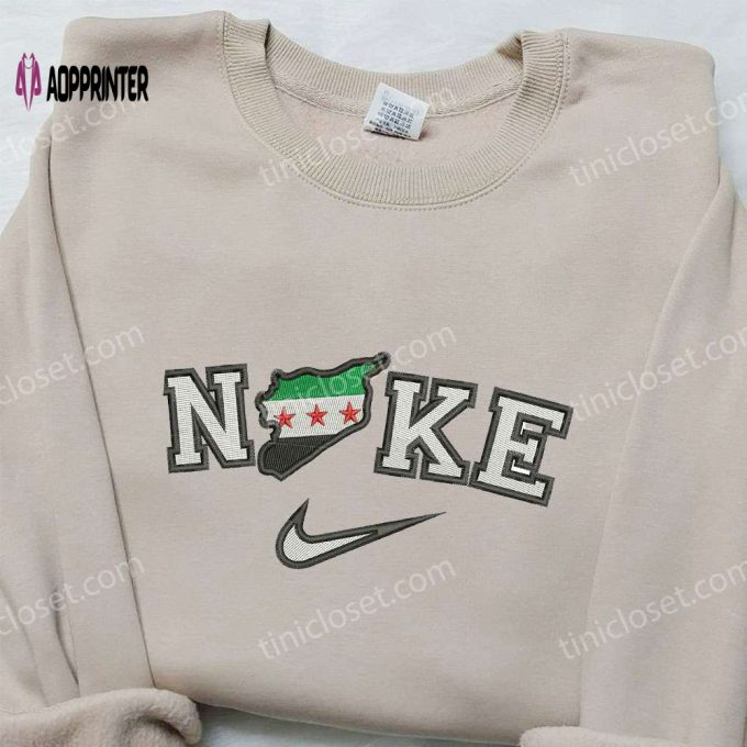 Syria Map x Nike: Embroidered Sweatshirt National Flag & Inspired Shirt