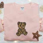 Cute Teddy Bear Embroidered Shirt: Perfect Family Gift with Adorable Design