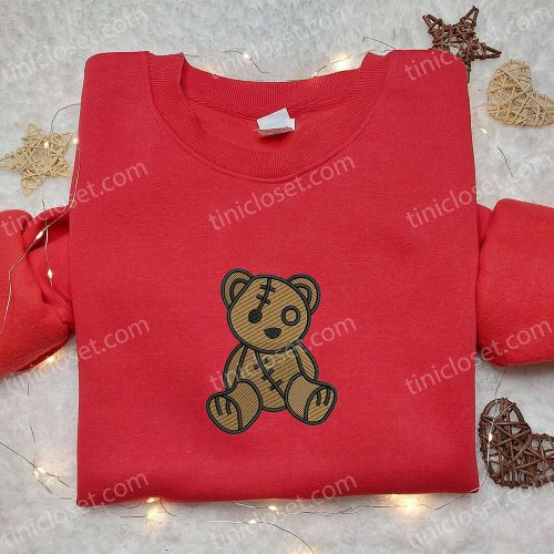 Cute Teddy Bear Embroidered Shirt: Perfect Family Gift with Adorable Design