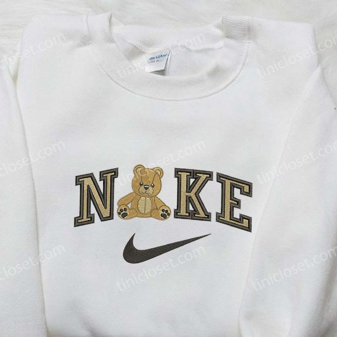 TeddyBear x Nike Embroidered Sweatshirt & Cartoon Shirt – Nike Inspired Embroidery