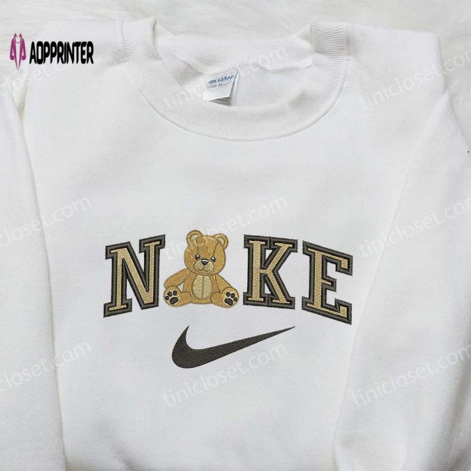 TeddyBear x Nike Embroidered Sweatshirt & Cartoon Shirt – Nike Inspired Embroidery