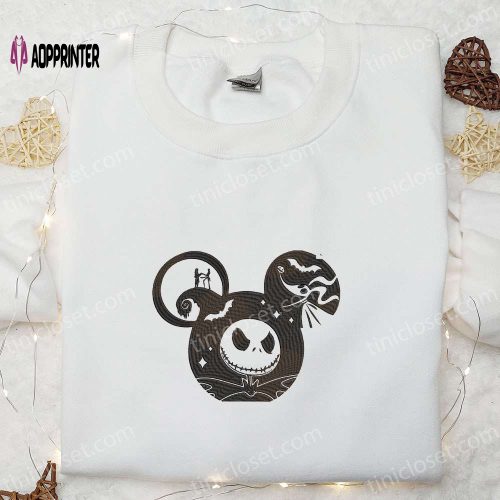 Sally x Mickey Nightmare Before Christmas Embroidered Shirt: Best Disney Halloween Gift for Family