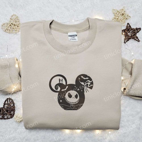 Jack Sally Skeleton x Mickey Embroidered Shirt – Best Disney Halloween Gift for Family