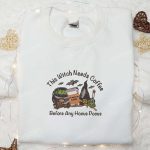 Witchy Coffee Lover Shirt: Hocus Pocus Embroidery Best Halloween Gift for Family