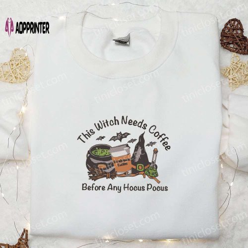 Spooky Horror Coffee & Halloween Embroidered Shirt – Perfect Family Halloween Gift!