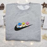 Nike Inspired Baby Sharks Embroidered Shirt – Perfect Birthday Gift with Cartoon Swoosh Design